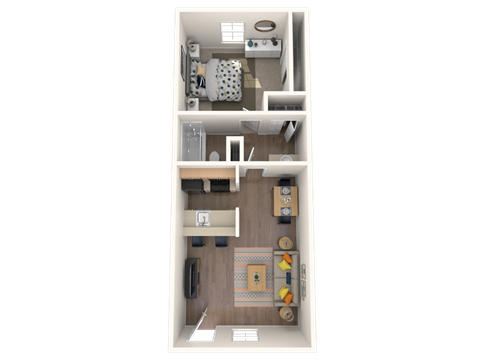 Floor plan for 1 bed, 1 bath, 550 sqft